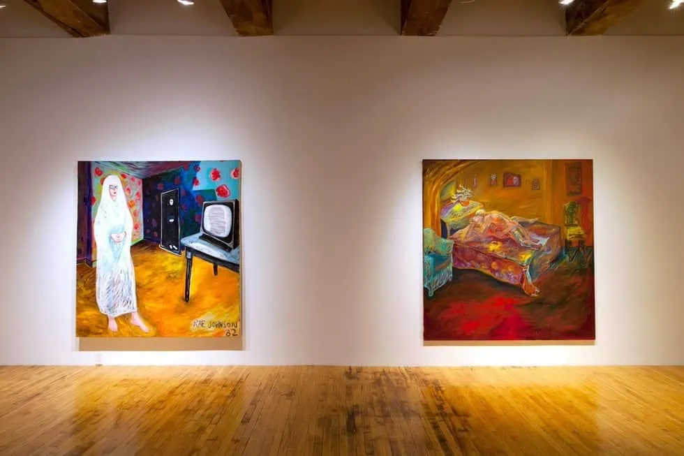 Part of Angels and Monsters: Madonna With Sunglasses (Anunciation), 1982 (left), and Alchemical Love, 1985.