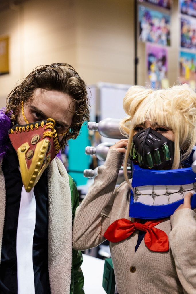 Justin (right) and Heather, dressed as Overhaul and Toga from My Hero Academia.