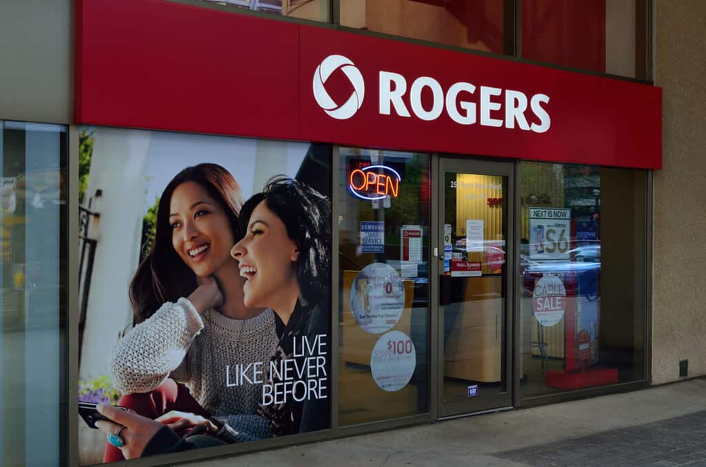 Modern Rogers store exterior in Toronto with bright signage and welcoming atmosphere.