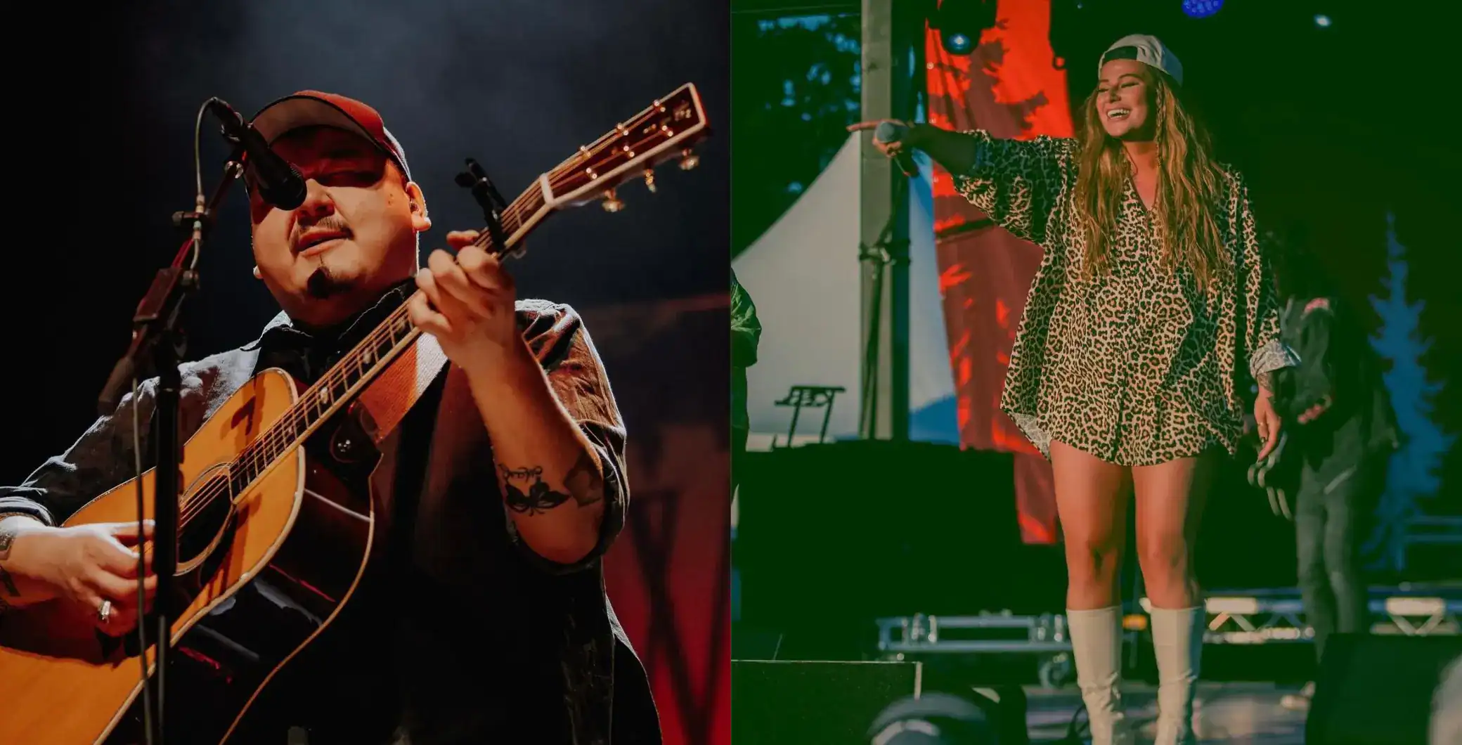 Vibrant live music performance featuring a male guitarist and a female singer on an outdoor stage at NOW Toronto event in Toronto, showcasing local talent and entertainment.