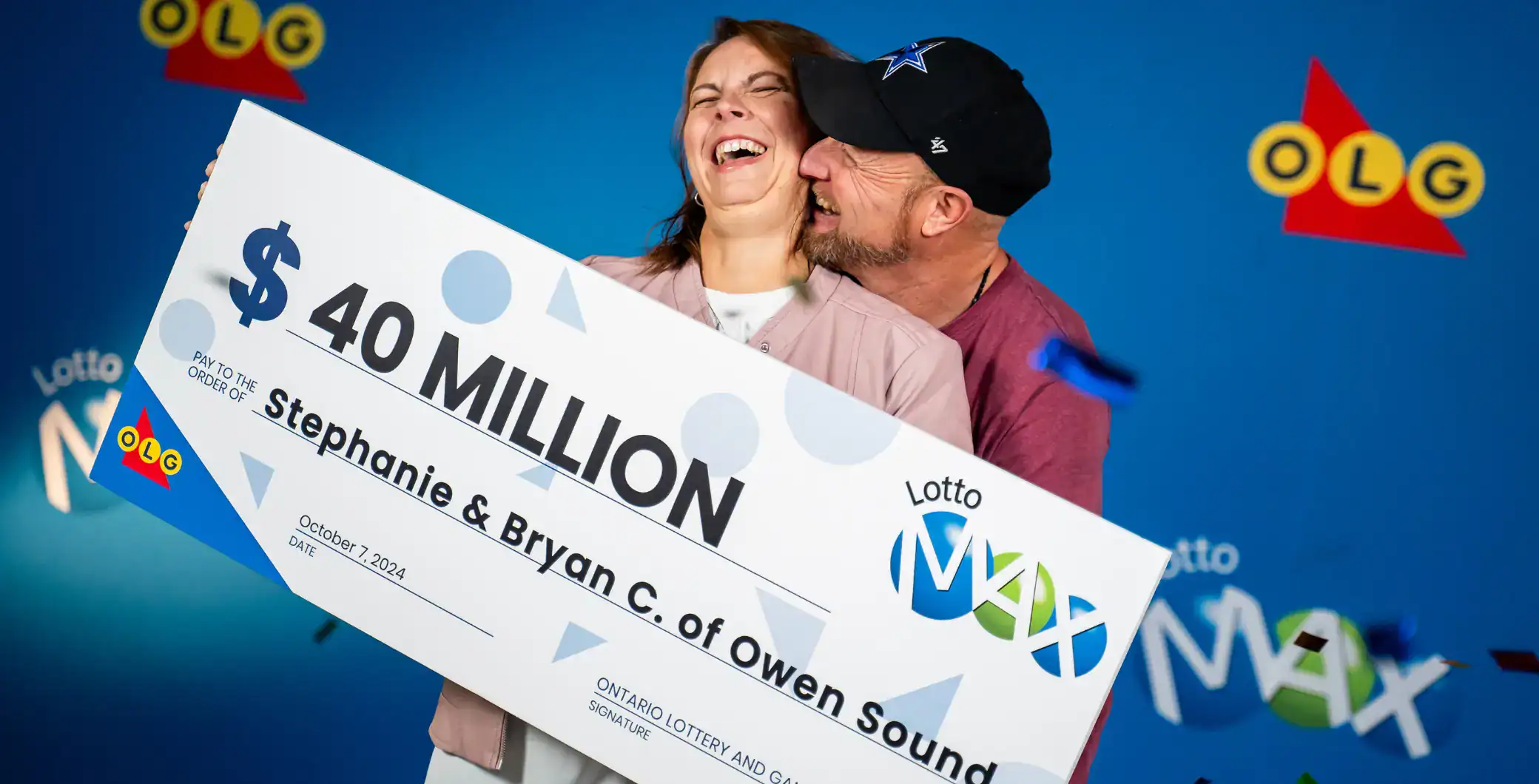 Big Lotto Max jackpot win in Toronto, celebrating winners with a giant cheque and joyful moment, highlighting lottery success stories in Toronto.