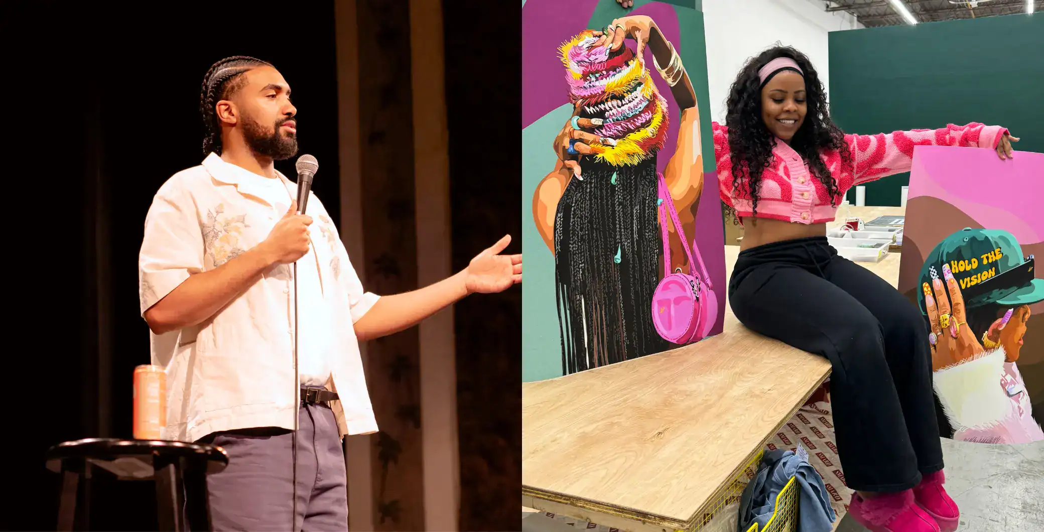 Vibrant Toronto art exhibit showcasing colorful portraits and dynamic artistic expressions in a modern gallery space.