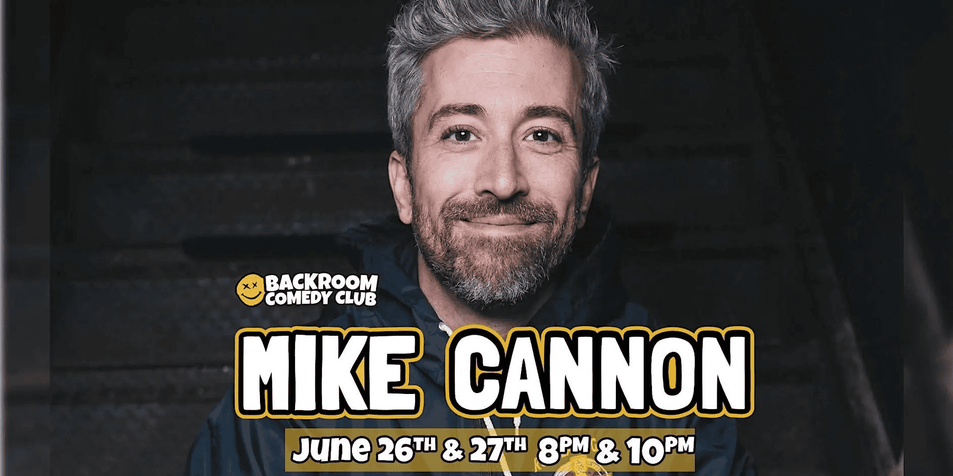 Image of comedian Mike Cannon performing at Backroom Comedy Club in Toronto, promoting his June 26 and 27 shows at 8PM and 10PM, ideal for comedy fans and local entertainment seekers.