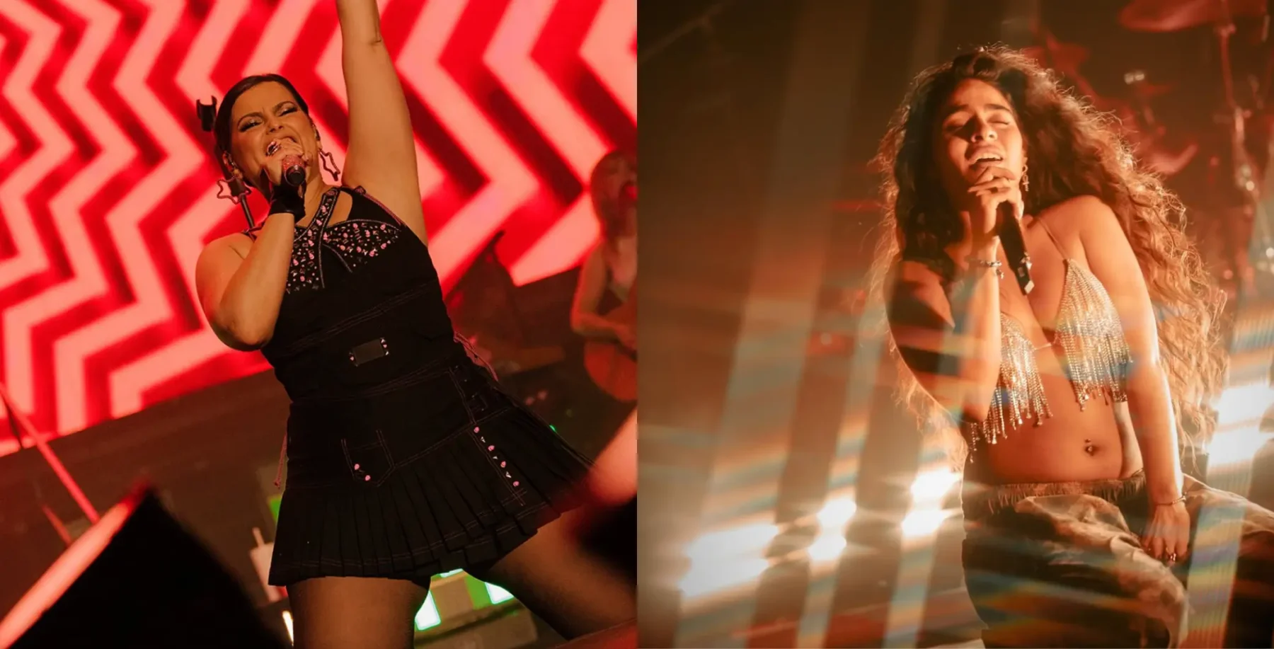 A vibrant concert scene featuring two female performers singing passionately on stage with dynamic lighting and energetic atmosphere, highlighting live music and entertainment in Toronto.