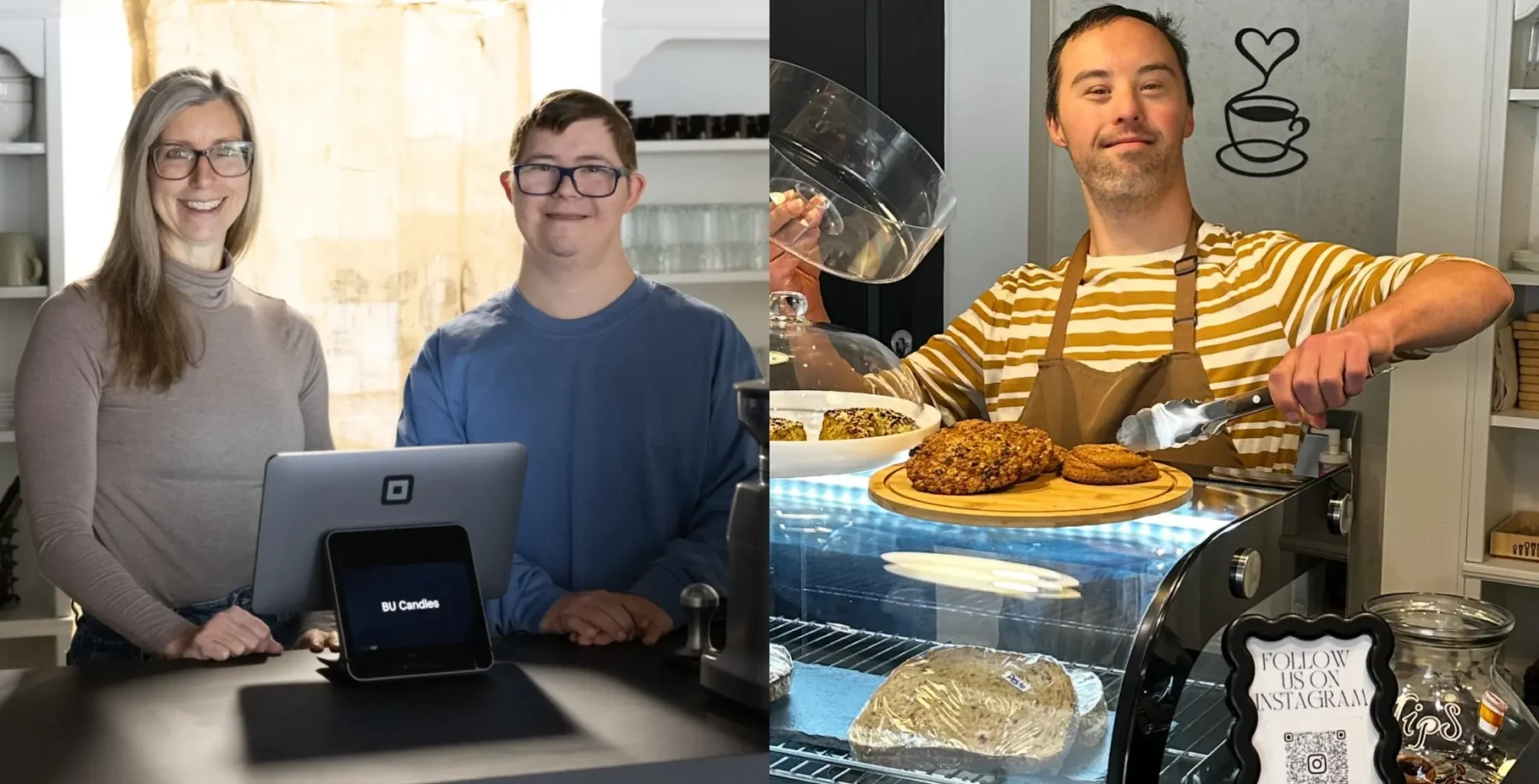 Diverse cafe staff with disabilities serving customers at Oakville cafe, promoting inclusivity and employment opportunities in Toronto.