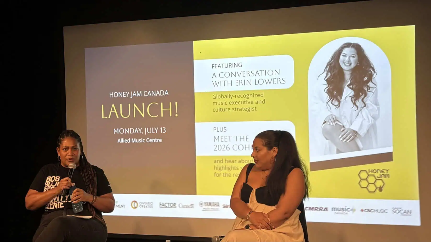 Honey Jam Canada launch event at Allied Music Centre featuring Erin Lowers and artist highlights for 2026 Toronto showcase.