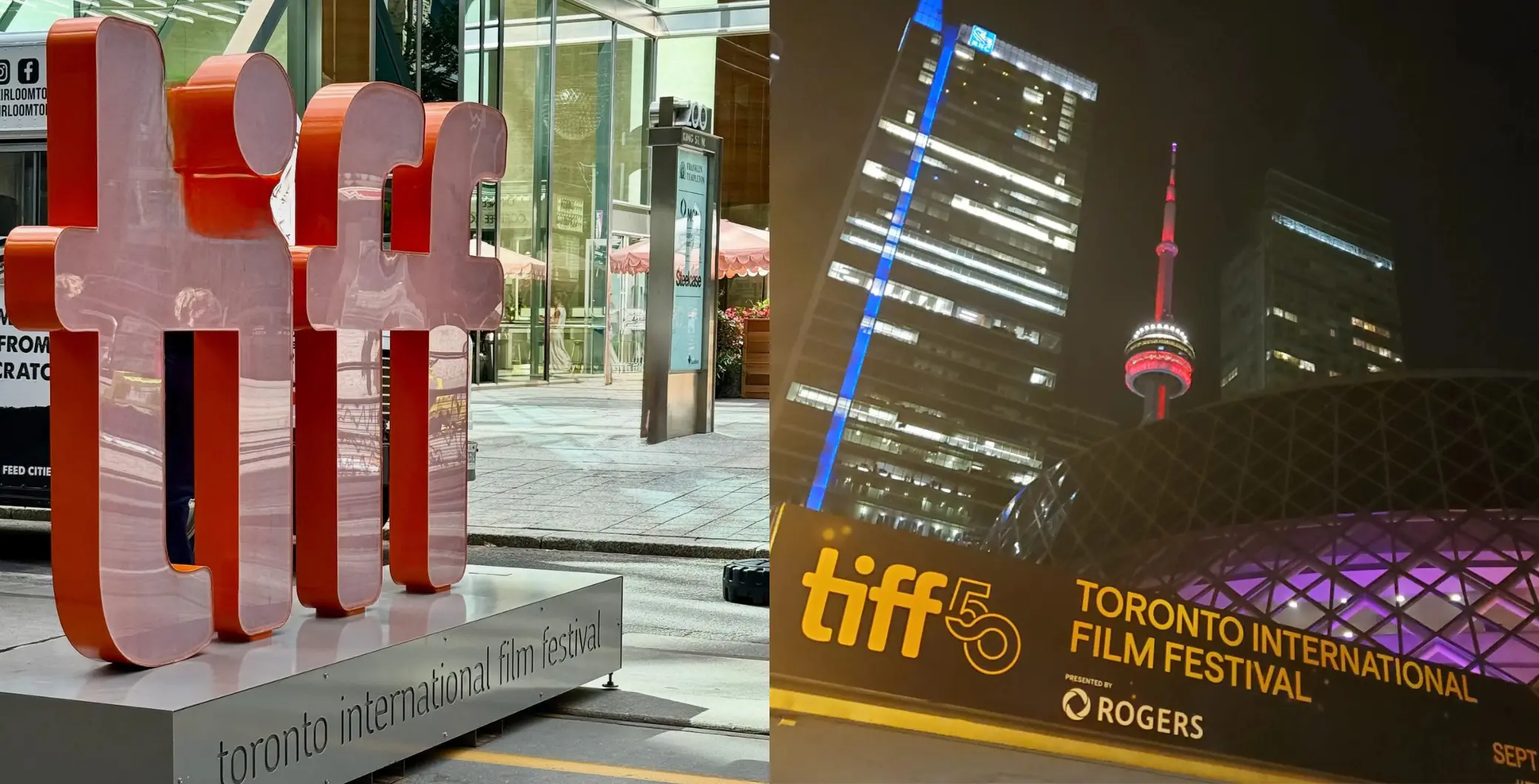 Toronto International Film Festival signage and logo at TIFF 50th anniversary event in Toronto.