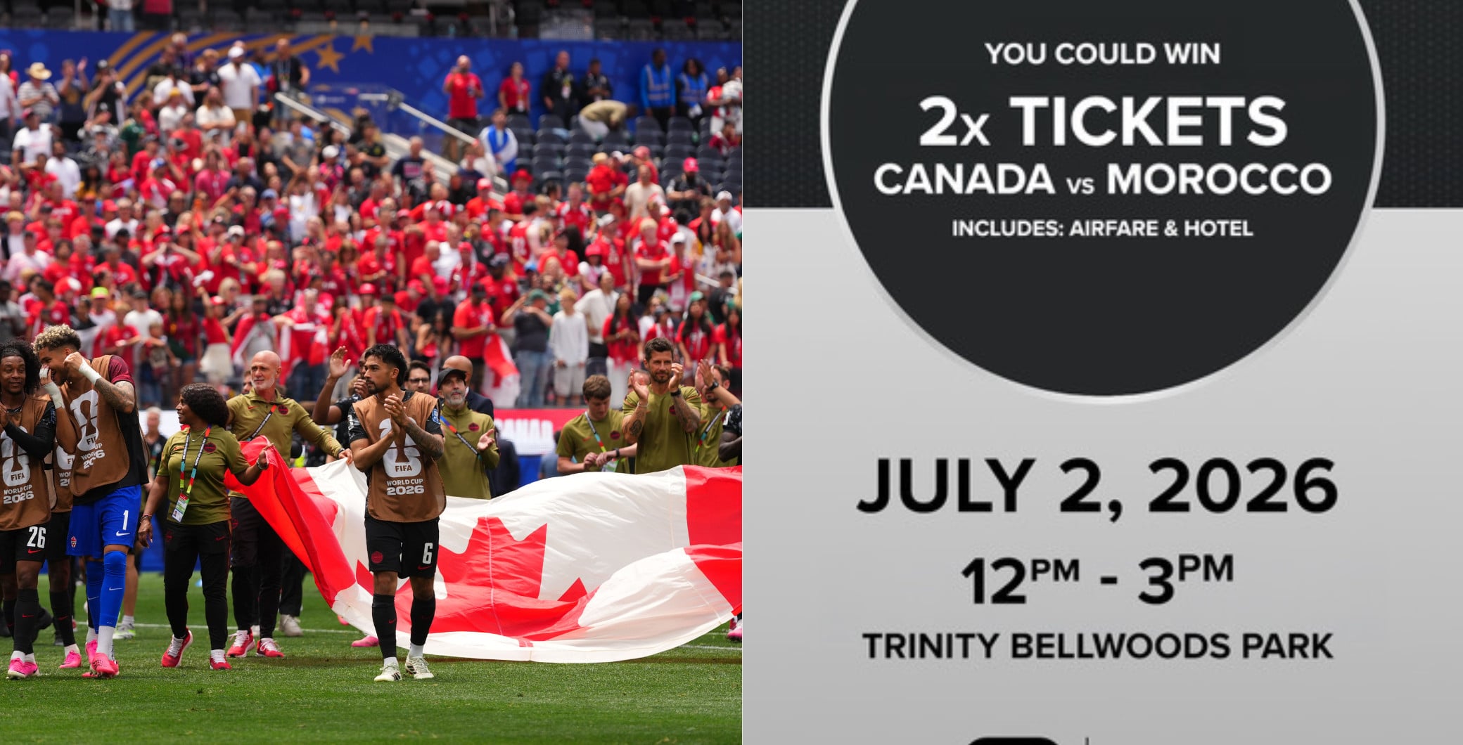One Canadian soccer fan could be heading to Houston to cheer on the men's national team, with a one-day giveaway taking place at Trinity Bellwoods Park in Toronto. The Canadian team take on Morocco Saturday. (Courtesy: Dove Men+Care)
